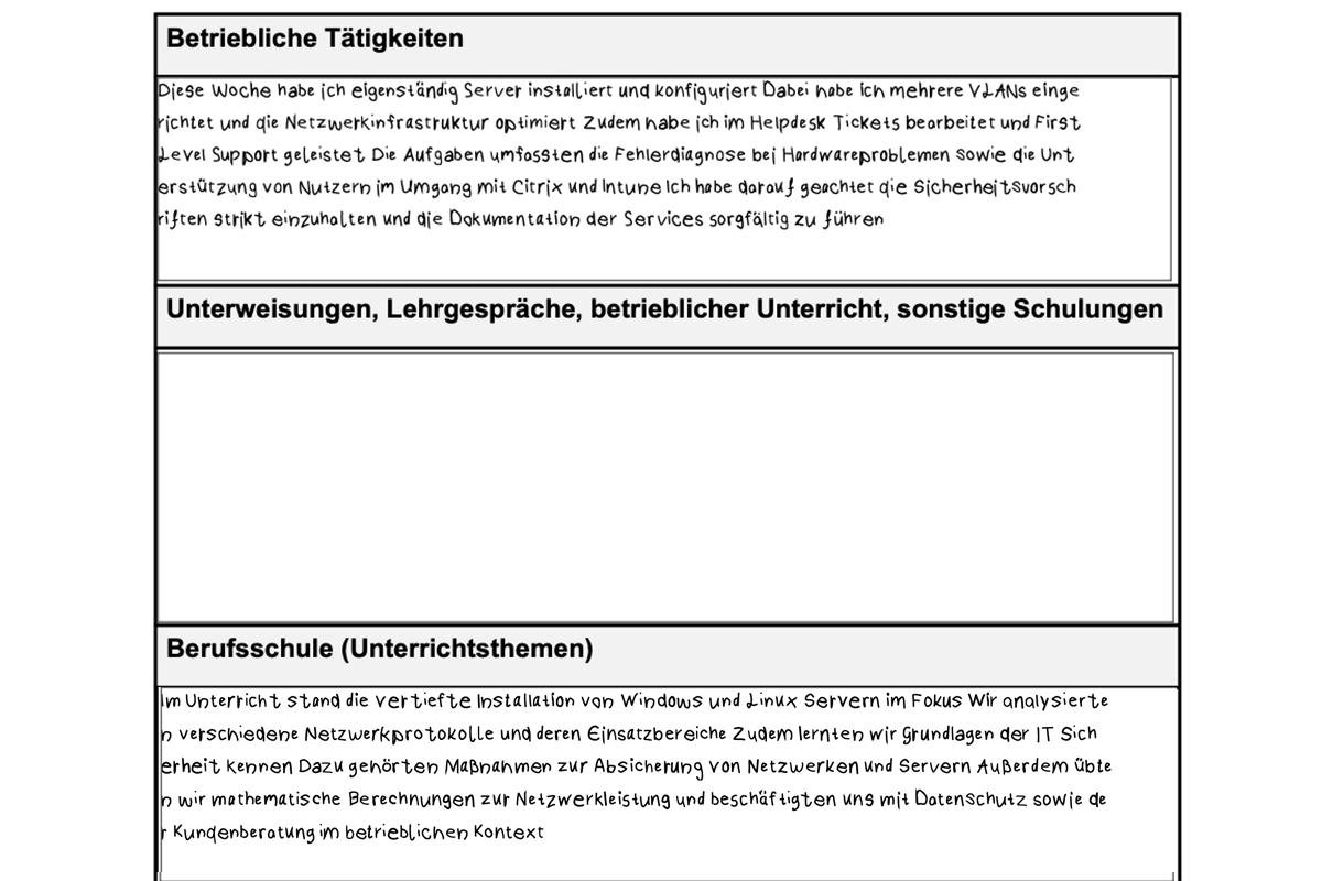 Modernes KI-optimiertes Berichtsheft