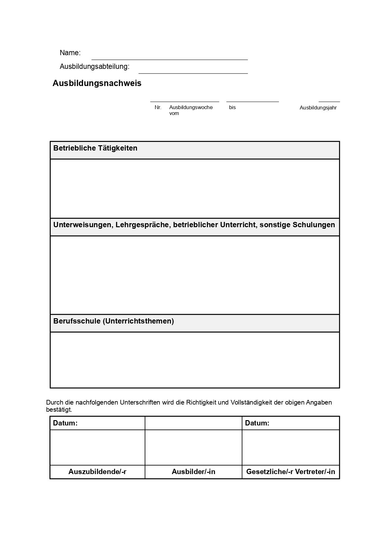 Wochenbericht (Klassisch)